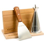 BonFeu Set de cuisson - Spatule, burette à huile et 2 planches à fumoir en cèdre