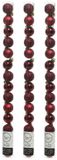 Decoris Mini kerstballen - 42x st - donkerrood - D3 cm - kunststof