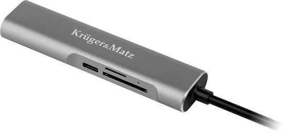 Krüger&Matz Adapter HUB - 5w1 - USB Type C - HDMI - SD/MicroSD Lezer