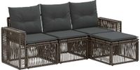 vidaXL Tuinbankenset 4 zitplaatsen polyrattan grijs en donkergrijs