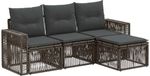 vidaXL Ensemble de banc de jardin 4 places polyrotin gris et gris foncé