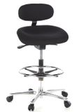 hjh OFFICE Stahulp WORK MF Stoffen Werkkruk - Zwart/Chroom