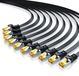 Primewire LAN-kabel, Set van 10, CAT 7, plat netwerkkabel, 10 Gbit/s, patchkabel, U/FTP, PIMF, afgeschermd, 2x RJ45-connectoren met beschermhuls, 10 stuks, 0,5 meter, zwart