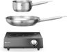 HENDI Inductiekookplaat set, inclusief koekenpan van ø280mm en steelpan van ø160mm, voor pannen vanaf ø120mm tot ø280mm, traploze vermogensregeling, 230V/3500W, 395x320x(H)95mm, ijzer