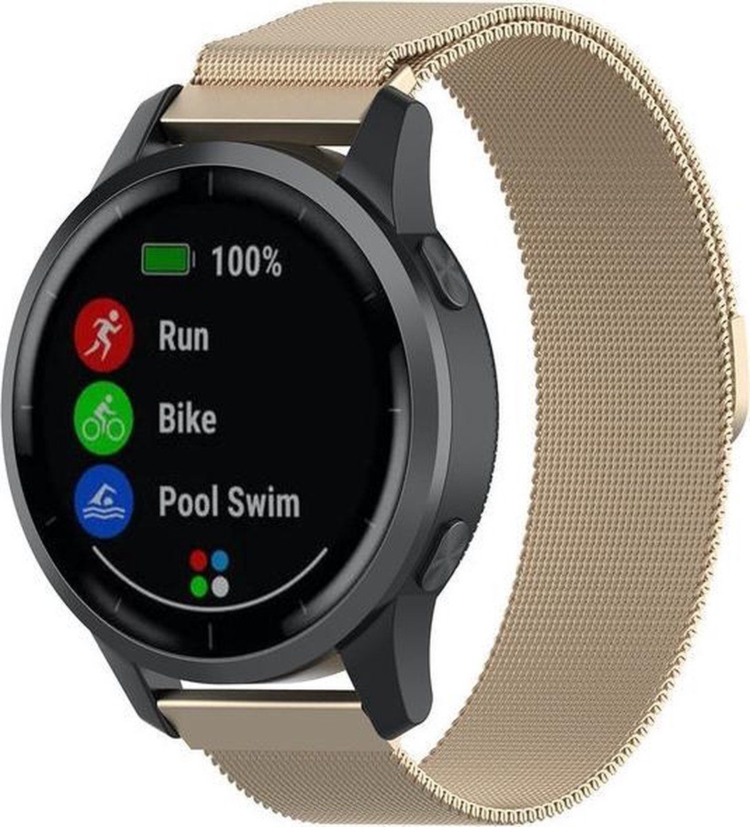Strap-it Garmin Vivoactive 4 Milanese band - 45mm - champagne