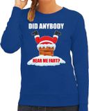 Bellatio Decorations Shoppartners Bv Fun Kerst sweater / kersttrui Did anybody hear my fart blauw voor dames - L