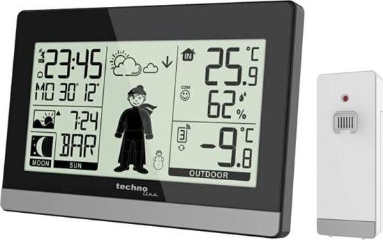 Technoline WS 9612 - Weerstation - Zwart/Zilver - Met Buitensensor