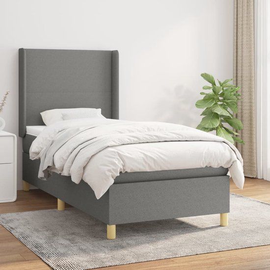 vidaXL Boxspring met Matras Stof Donkergrijs 80x200 cm