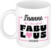 Bellatio Decorations Naam mok Lisanne - Lichtroze - Fabulous - Keramiek - 300 ml