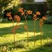 Set de 4 décorations de jardin rouillées en métal