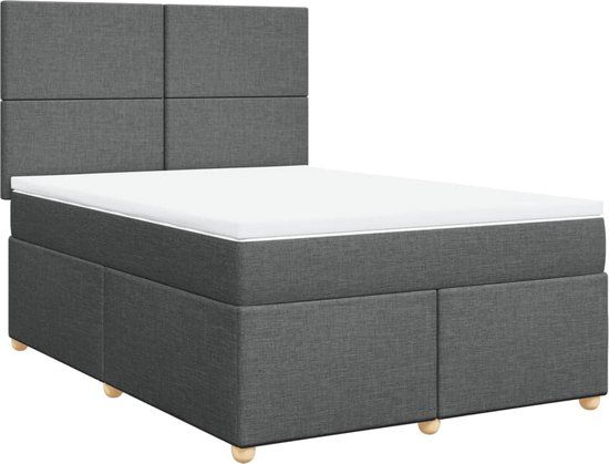 vidaXL Boxspring met matras stof donkergrijs 160x200 cm
