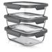 Arendo voorraadpotten, set van 3, borosilicaatglas, 1510 ml, meal prep, luchtdicht, transparant-grijs