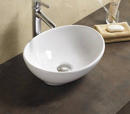 Sani Royal KERAMISCHE WASKOM VINO 40,5X33X14 CM - Ovaal - Wit