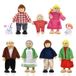 Ensemble de famille de poupées - Maison de poupées en bois - Poupées articulées - Accessoires de maison de poupées - Jeu - Cadeau jouet