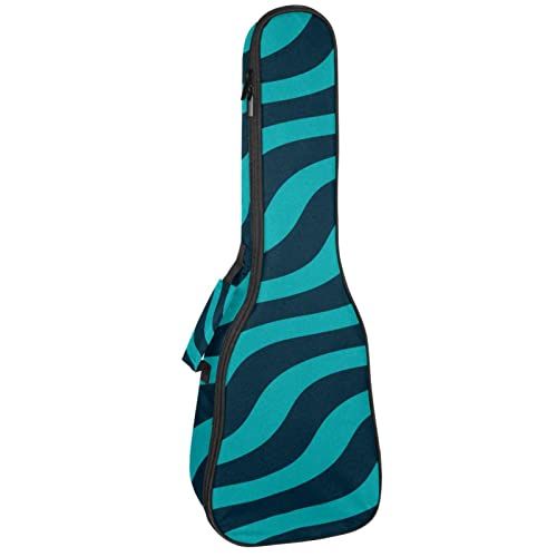 Mersov Concert Ukelele Rugzak, Heavy Duty Ukulele Case Bag met Opslag, Sopraan Concert Tenor Ukelele 10MM Gewatteerde BagAbstract Blauw Zwart Wave Diagonaal
