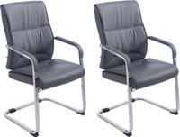 CLP XXL Anubis Set van 2 Eetkamerstoelen - Kunstleer grijs
