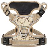 HEELE Harnais pour chien, Harnais pour chien anti-traction, détachable au cou, Harnais pour chien réfléchissant réglable avec 2 attaches de laisse à l'avant et poignée souple rembourrée, Camo Brun, L