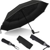 Sunflake Paraplu Pliant - Résistant aux tempêtes et Dépliable - Réfléchissant avec Double Auvent - Noir
