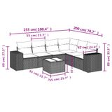 vidaXL 7-delige Loungeset met Kussens, Poly Rattan, Bruin