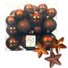 Decoris Kerstballen en Sterren - 32x kunststof ornamenten - mix 6, 8, 10 cm - kaneel bruin