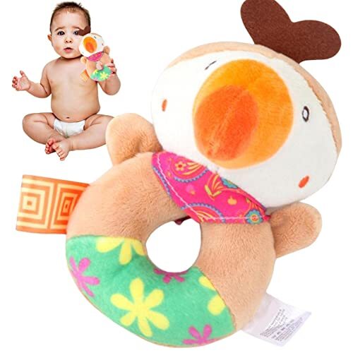 backlight Baby pluche rammelaarspeelgoed, grijp de sensorische dierenschudder - knuffeldierset met bijtring-geluid, paasmandje voor meisjes, pasgeborenen-douche cadeau voor 0-6 maanden