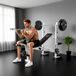 Banc de musculation avec support pour haltères, presse pectorale, presse à jambes, repose-bras pour flexions des biceps, acier, noir et blanc