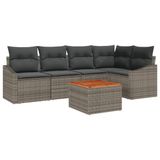 vidaXL Tuinbankset 6-delig Grijs Poly Rattan