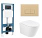 QeramiQ Dely Toiletset - inbouwreservoir Qeramiq Flush - 35mm zitting - kunststof beige bedieningsplaat - rechthoekige knoppen - mat wit