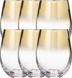Konges Sløjd Set van 6x stuks tumbler glazen gouden rand Arya 540 ml van glas