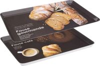 5five Koffie en Brood Set 2x dienbladen/serveerbladen rechthoekig zwart - verschillende afmetingen - Keukenbenodigdheden