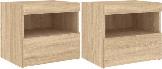 vidaXL Nachtkastjes met LED 2 st 50x40x45 cm Sonoma eikenkleurig