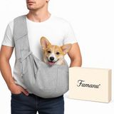 Famanu Puppydrager en Hondendraagtas – Omkeerbare Handsfree Draagdoek voor Kleine en Middelgrote Honden en Katten – Grijs