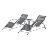 In And OutdoorMatch And OutdoorMatch Thalia - 3-delig - 2 ligbedden, 1 tafel - Grijs en zwart