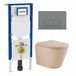Geberit QeramiQ Dely Toiletset - 36.3x51.7cm - Geberit UP720 inbouwreservoir - rimless - diepspoel - 35mm zitting - softclose - bedieningsplaat licht grijs - rechthoekige knoppen - mat beige