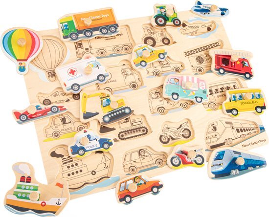 New Classic Toys Houten Legpuzzel Voertuigen