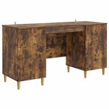 vidaXL Bureau met plank Gerookt eiken 142,5 x 50 x 75 cm Bewerkt hout
