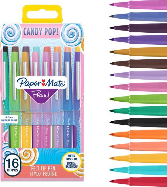 Paper Mate Flair Candy Pop Etui Pack16 Viltstiften