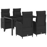 vidaXL - Buiten - Eettafel - Set - 5 - st - Zwart - poly - rattan