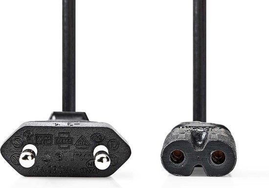 Nedis Stroomkabel - Euro Male - IEC-320-C7 - 2m - Zwart