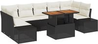 vidaXL Tuinbank Set 8-delig Zwart Polyrattan