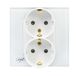 PNI WP222W enkel geïntegreerd stopcontact x2 met wit glazen frame