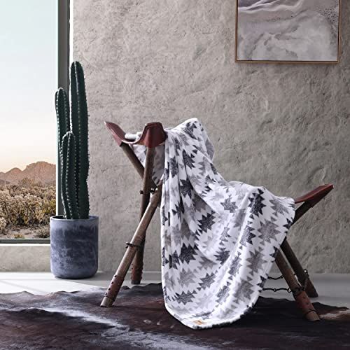 Wrangler Gooi deken, ultra pluche fleece thuis beddengoed, perfect voor bank of bed (Canyon Ikat grijs, gooien)