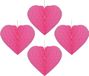 Shoppartners Bv Décoration cœur - 4x - fuchsia rose - papier - 15 x 18 cm - décoration suspendue - Cœur