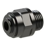 Rechte RIEGLER Rechte schroefverbinding POM, G 1/4 a., voor buitenslang Ø 10 mm, werkdruk max. 10 bar.
