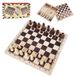 Jeu d'échecs en bois - Dames et backgammon 3-en-1 - Bois massif - 11,4 x 11,2 pouces
