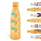 Grsta Thermosfles 500 ml, waterfles voor kinderen, gepersonaliseerde fles met fruitmotief, lekvrije roestvrijstalen fles, vacuüm-geïsoleerd, schoolflessen, kantoor