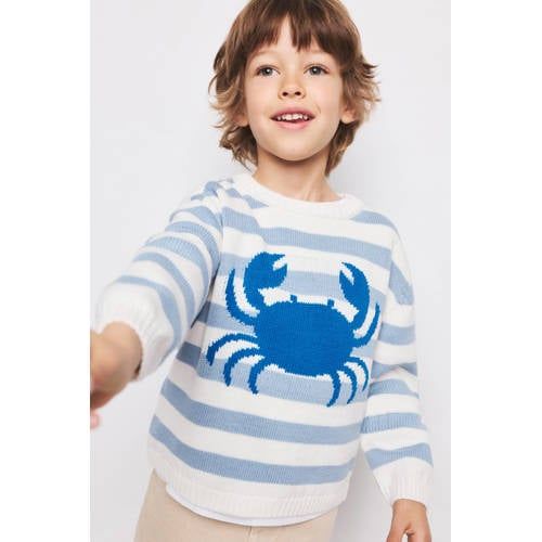 Mango Kids gestreepte gebreide trui blauw