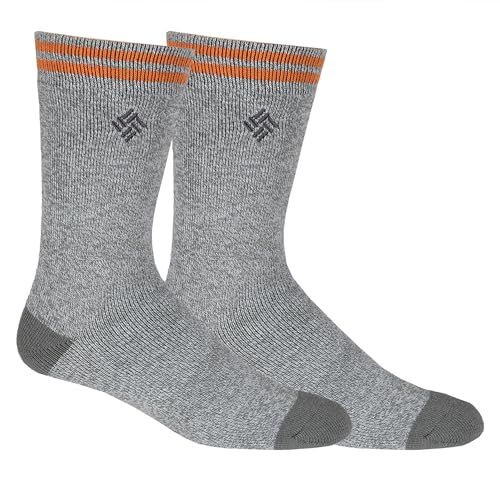 Columbia Men's Medium Weight Thermal Casual Socks (Pack of 2), Grey, Large