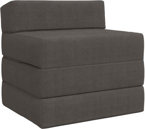 vidaXL Vouwbare Sofa Bed Donkergrijs 200 x 70 x 10 cm Corduroy stof