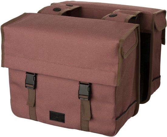 Fastrider Celo - Dubbele Fietstas - 34L - Bruin - Waterafstotend Washed Canvas - Snelsluiting - MIK Systeem - Reflectie
